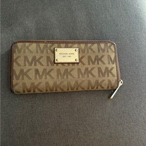 Michael Kors Gold and Brown Logo Wallet